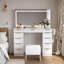 Meuble-lavabo 11 tiroirs avec miroir lumineux DEL et tabouret de coiffeuse