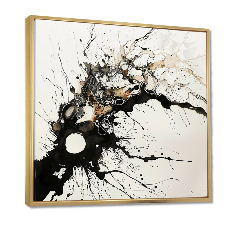 Fluide, méandres, impression d'art abstrait à l'encre liquide, H 30 po x l 30 po x P 1 po, Toile avec cadre flottant brun