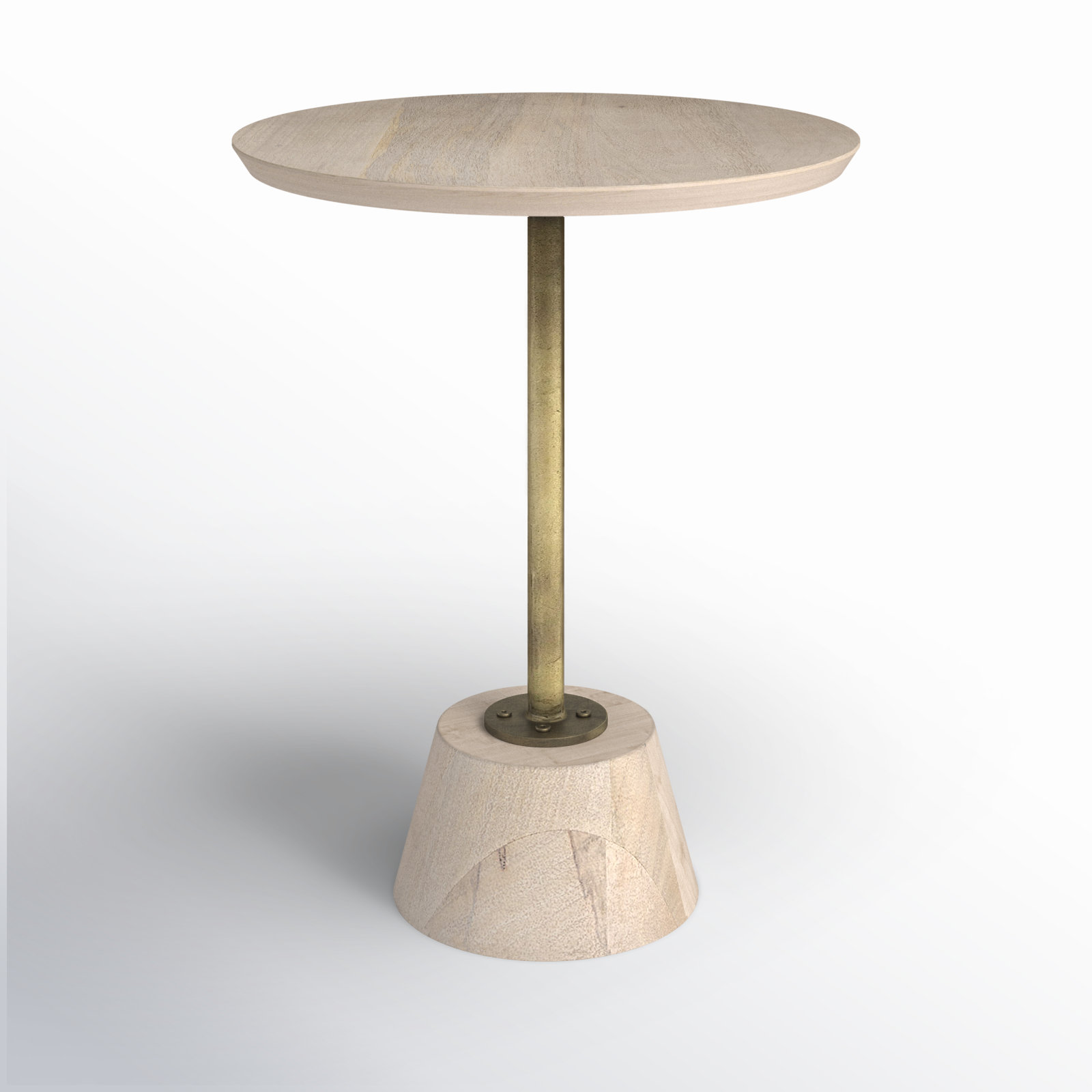 Thomas Solid Wood End Table, Light Brown/Antiqued Gold
