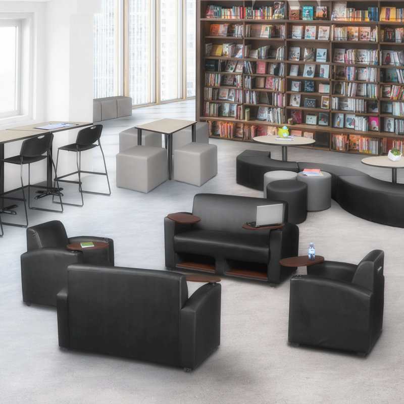 Nadyah 56" W Reception Chair, Black/Java