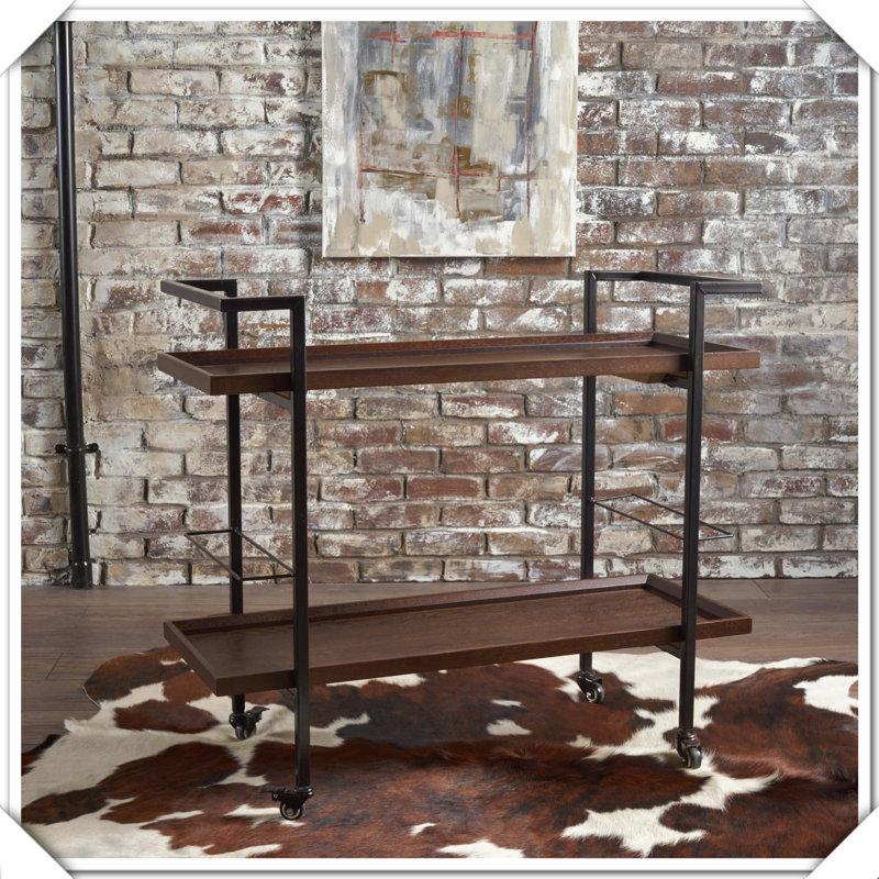 Chariot-bar chic avec rangement polyvalent pratique et élégant, Noyer
