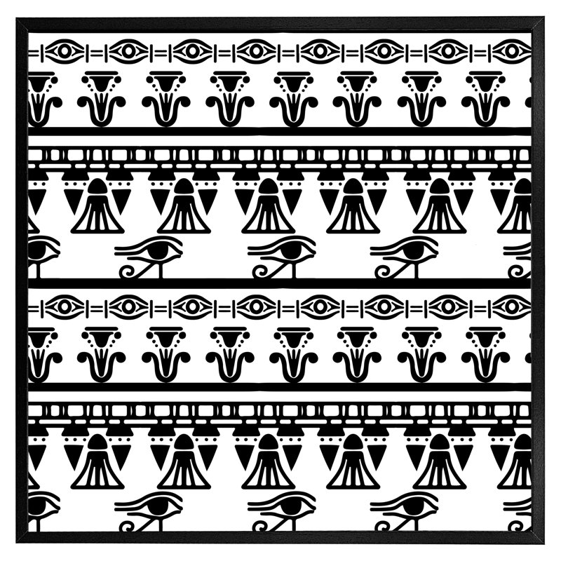 Pilton Egyptian Eye Of Horus Heiroglyphs - Single Picture Frame Print, 31cm H x 31cm W x 4cm D, Black Framed