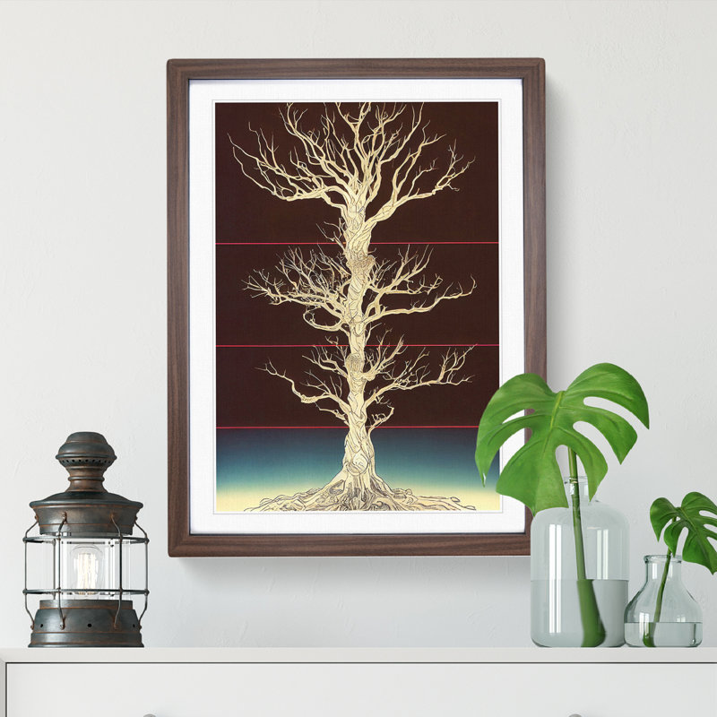 Amazing Tree - Wall Art, 48cm H x 36cm W, Walnut Framed Paper, White