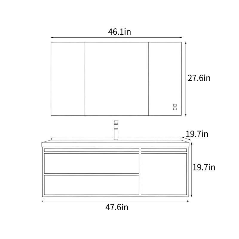 Armoire de salle de bain noire rétro