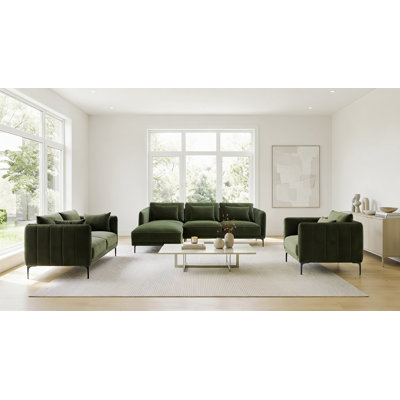 Rae 3-Piece Velvet Living Room Set