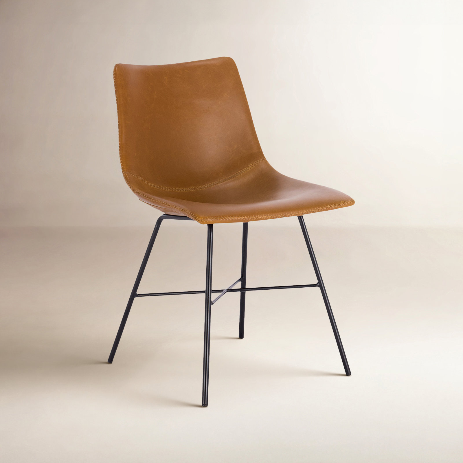 Bela Genuine Leather Dining Chair, Tan Faux Leather