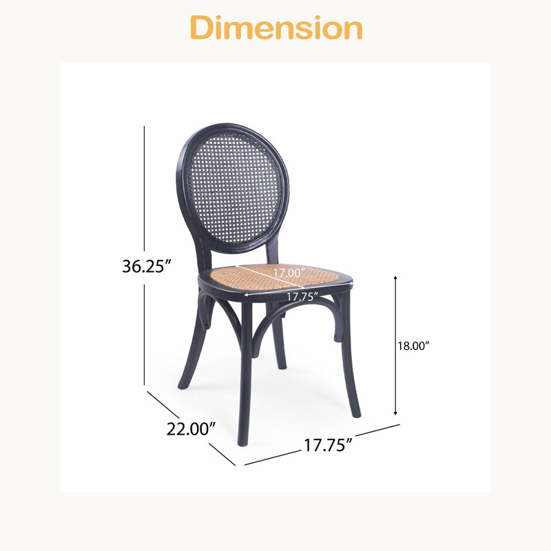 Chaise de salle à manger (ensemble de 2), Noir mat