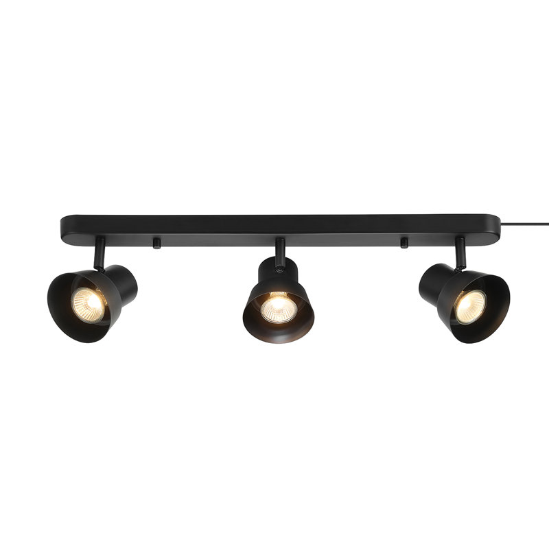 22 Inch 3-Light Matte White Plug-In Track Lighting with Pivoting Track Heads, Black