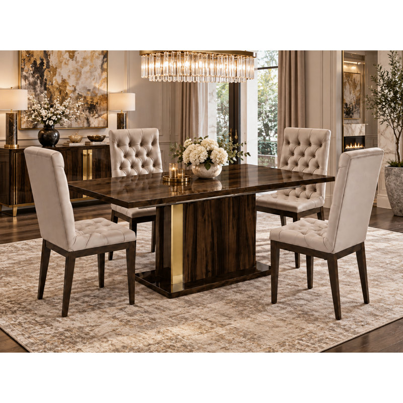 Montevino 5-Piece Extendable Dining Set with 4 Quilted Upholstered Chairs