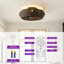 Ventilateur de plafond encastré de 50 cm (20 pouces) en rotin tressé de style bohème avec lumière et télécommande, ventilateur de plafond lustre noir vieilli-2076547577
