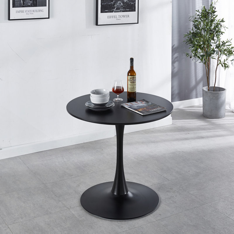 Maturi Dining Table with MDF Top & Pedestal Base, Noir, Noir, H 28,76 po x l 31,5 po x P 31,5 po