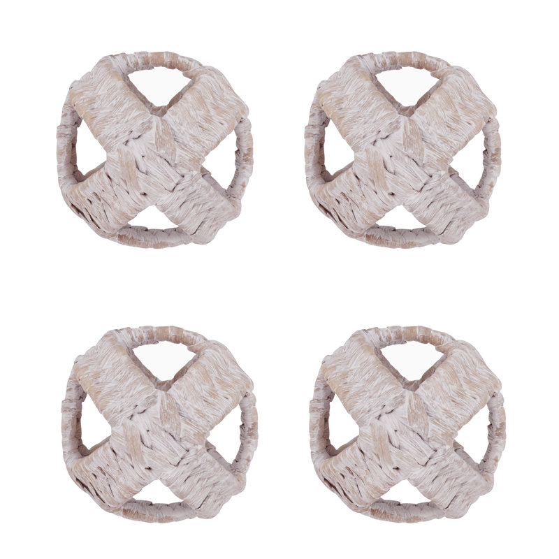 Handmade Wicker Orb (Set of 4), White