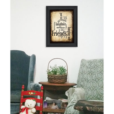 "friends" By , Framed Print To Enhance Decorative Element, Ready Hang, 21"x15", 3 Lb, Multicolor Paper, Black Frame Print,