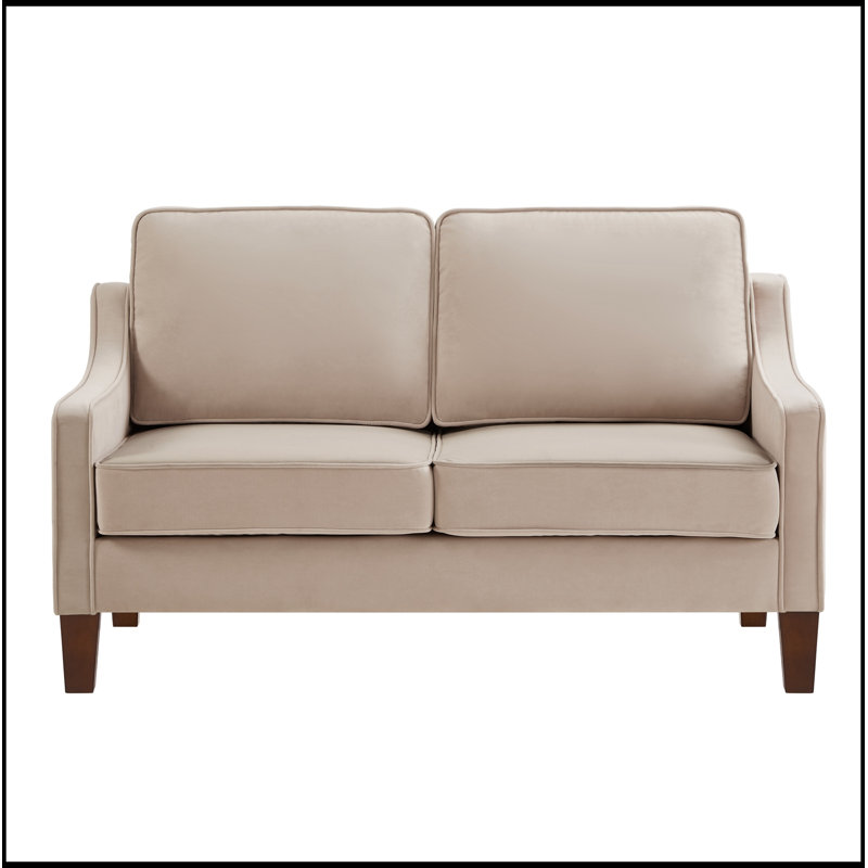 Causeuse en velours avec pieds en bois, Taupe