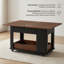 Versatile Modern Multi-Function Coffee and Side Table with Foldable Top, Smooth Casters, and Multi-Tier Storage in Black and Walnut Finish
