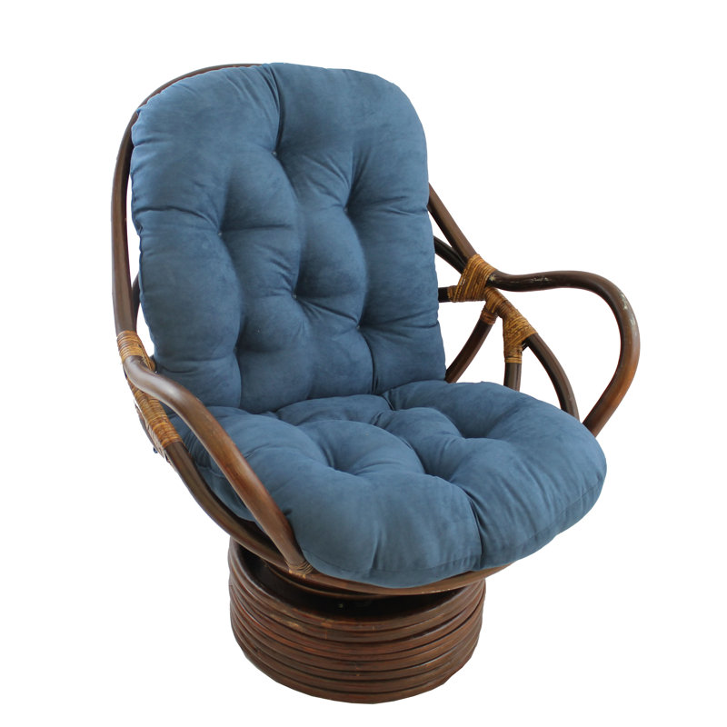 Calym Upholstered Swivel Armchair, Indigo Microsuede