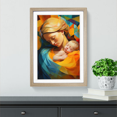 XYZ-FRM-V1223-4567 Mother And Baby Orphism - Single Picture Frame Print on Wood