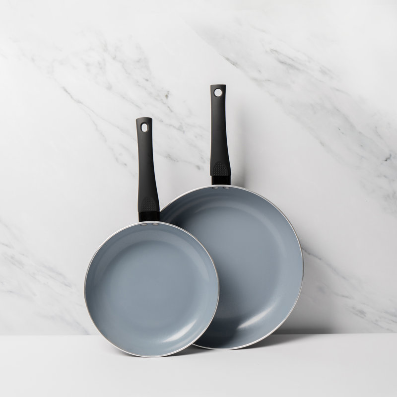 MasterClass 2pc Ceramic Non-Stick Eco Frying Pan Set with 2x Induction-Safe Frying Pans, 24cm and 30cm