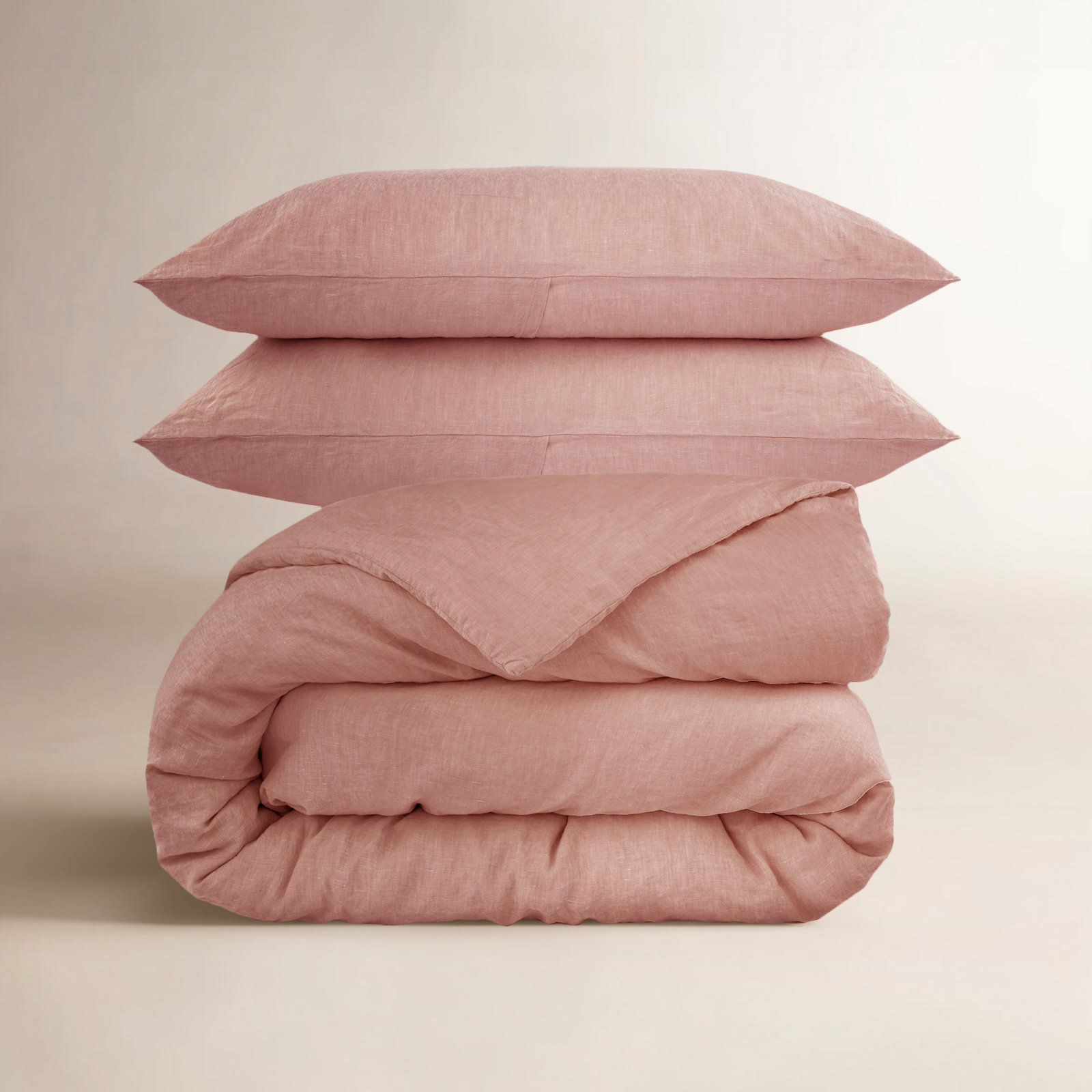 French Linen Duvet Cover Set, Queen Duvet Cover + 2 Standard Pillow Shams, Clay
