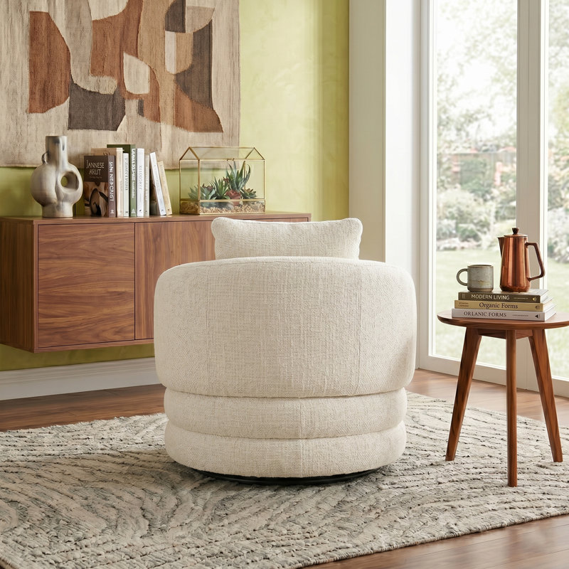 Comfortable 360-degree Rotating Barrel-shaped Sofa Chair, Beige