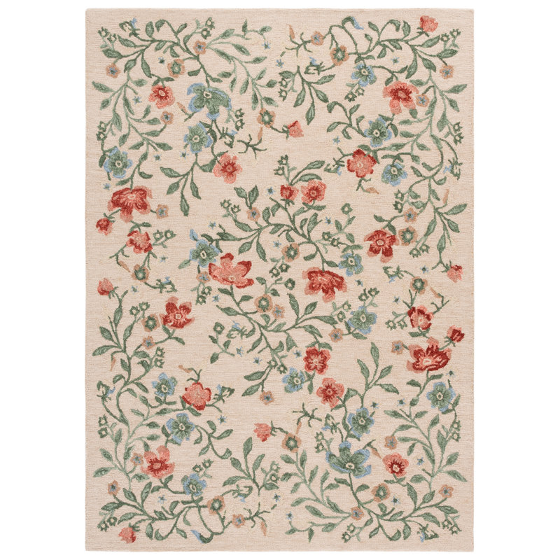 Martha Stewart 3855 Hand Tufted 85% Wool; 15% Cotton Floral Rug, Rectangle 6' x 9'