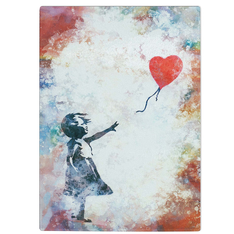Tempered Glass The Girl with a Red Balloon in Abstract Chopping Board, 20 cm W x 28.5 cm L