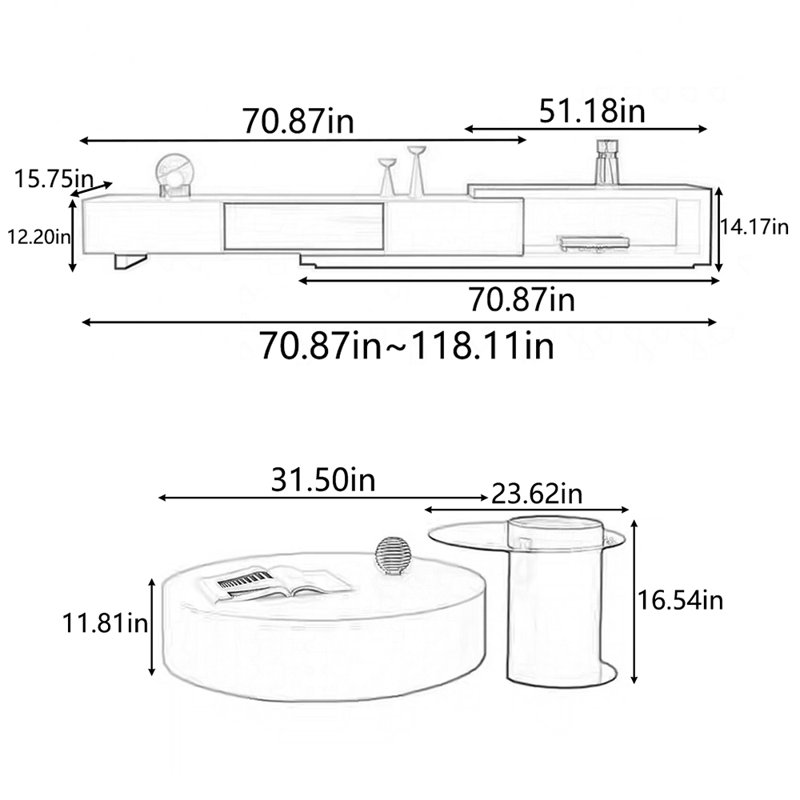 New style TV cabinet tea table combination