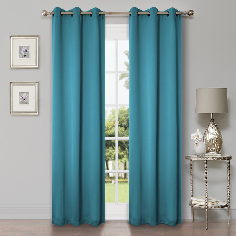  Paire de rideaux obscurcissant en polyester Trixie Millendon, L 42 po x L 108 po, Turquoise