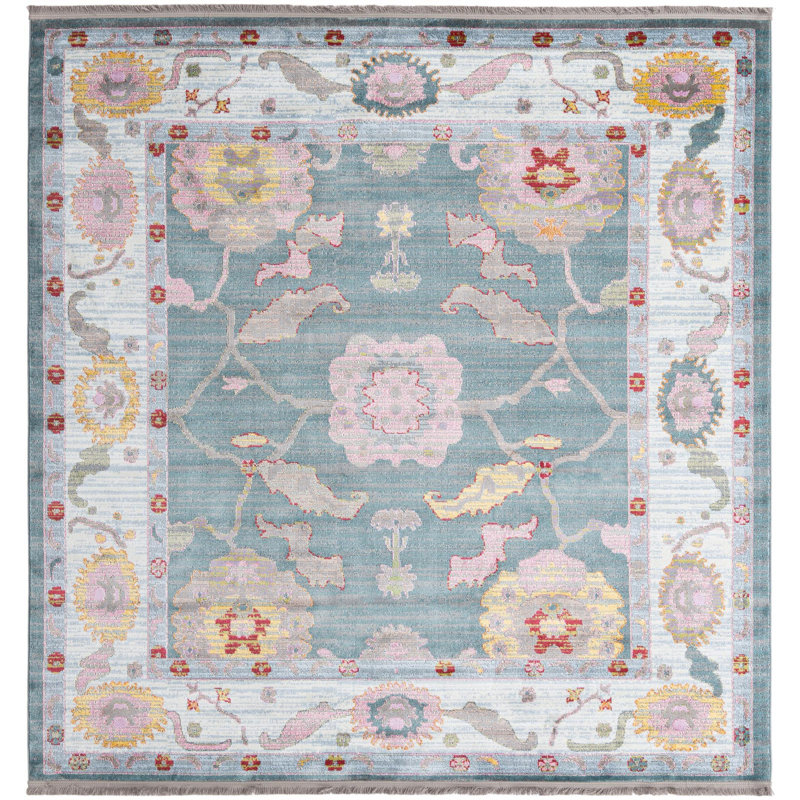 Tapis Haefner_Gris et bleu, Carré 8 pi 2 po