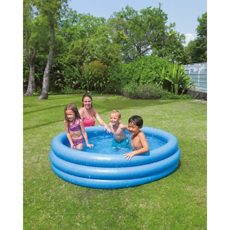 Crystal Blue Inflatable Kiddie Swimming Pool, 66In X 15In, 15" H x 66" L x 66" W