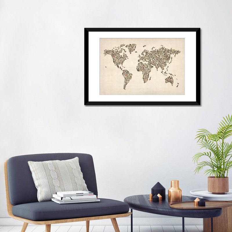 «Women Shoes (bottes) World Map» par Michael Thompsett, impression sur toile tendue, H 16 po x l 24 po x P 1 po, Blanc
