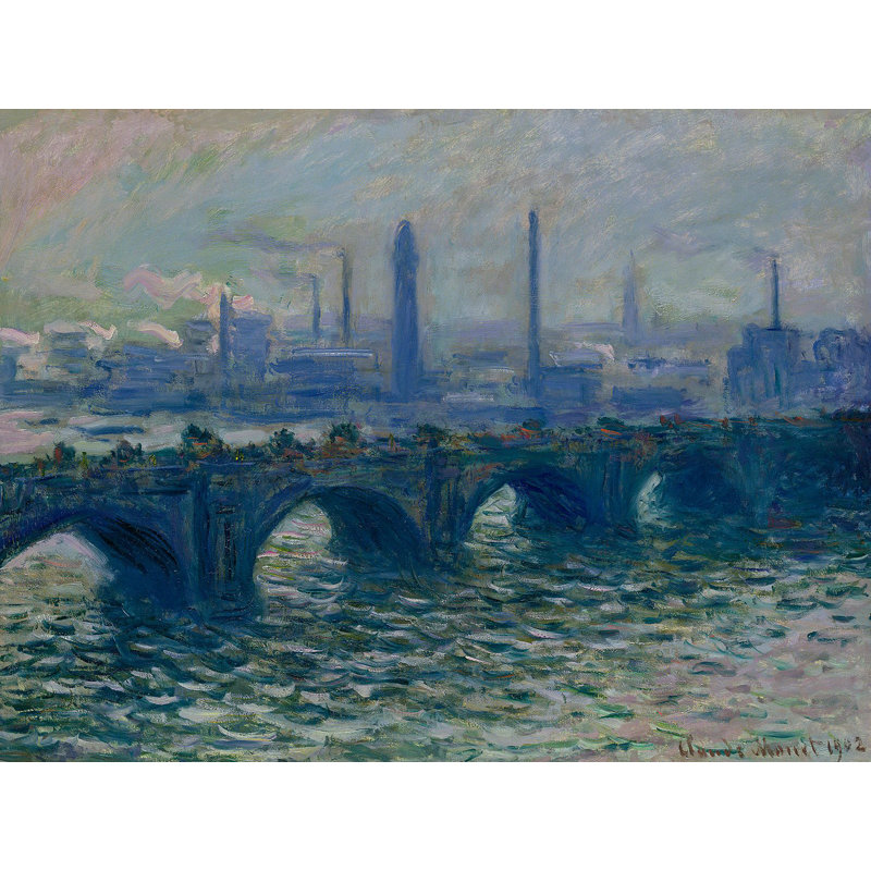 Waterloo Bridge, London by Claude Monet - Painting, 60cm H x 80cm W, Wrapped Canvas