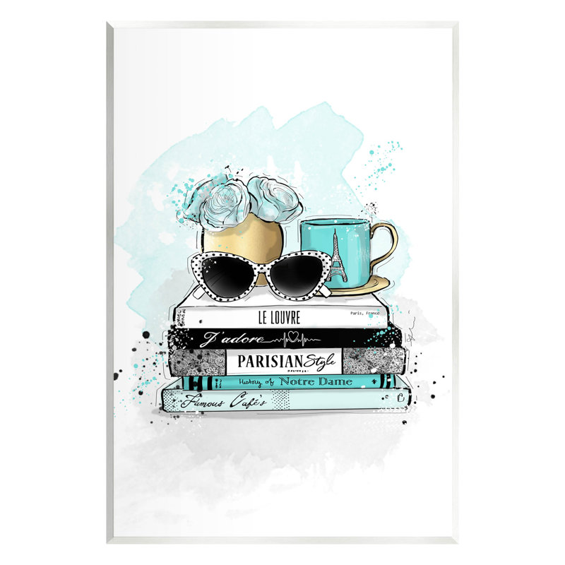 "Turquoise Fashion Book", impression sur plaque murale par Alison Petrie, H 15 po x l 10 po x P 0,5 po