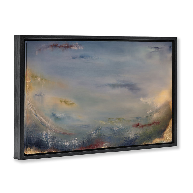  «Bottom Of Ocean Abstraction» par Lydia Orange, Cadre flottant noir de jais, H 17 po x l 25 po