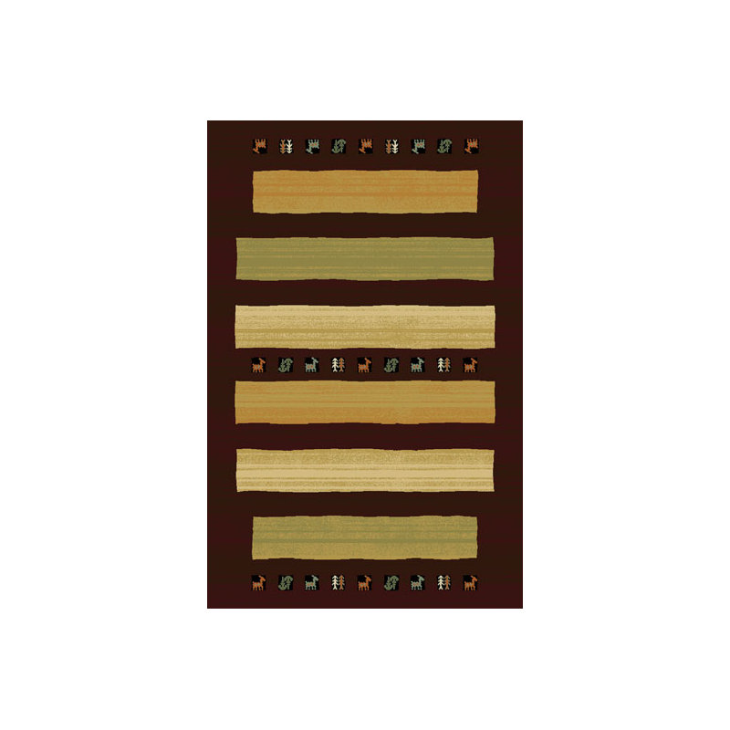 Tapis brun à rayures, 10 pi x 13 pi