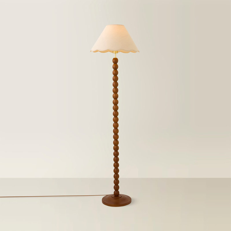 Helgomar 145cm Matte Traditional Floor Lamp, Brown, Cream/Beige