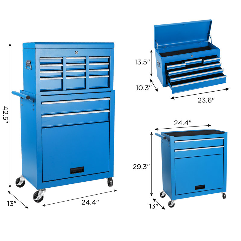Steel 8 Tool Storage With Liner - Tools In Workshop Chest Cabinet Lockable Secure Garage