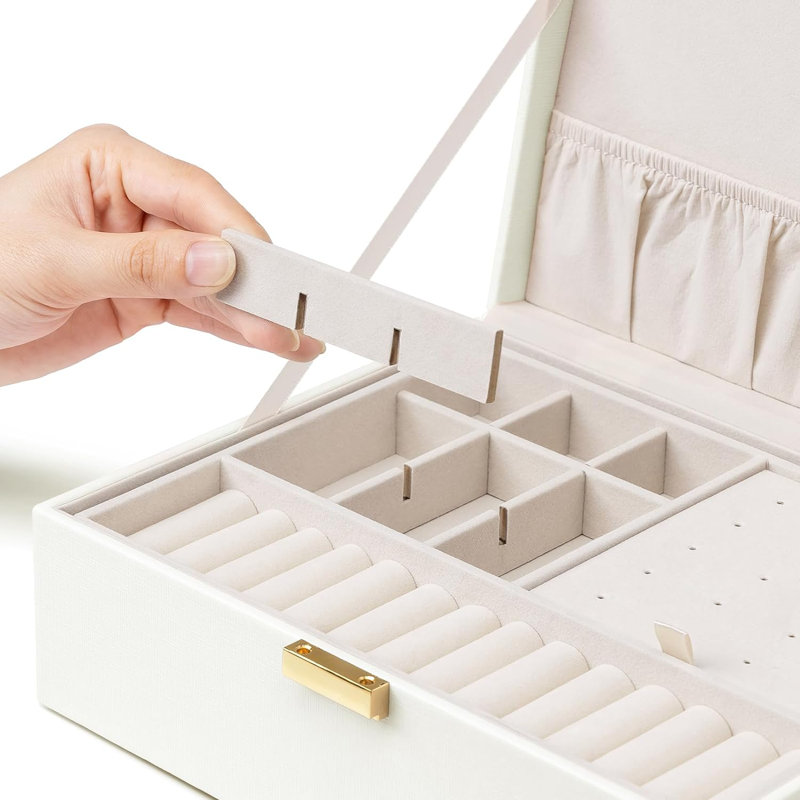 Boîte à bijoux en cuir, Blanc