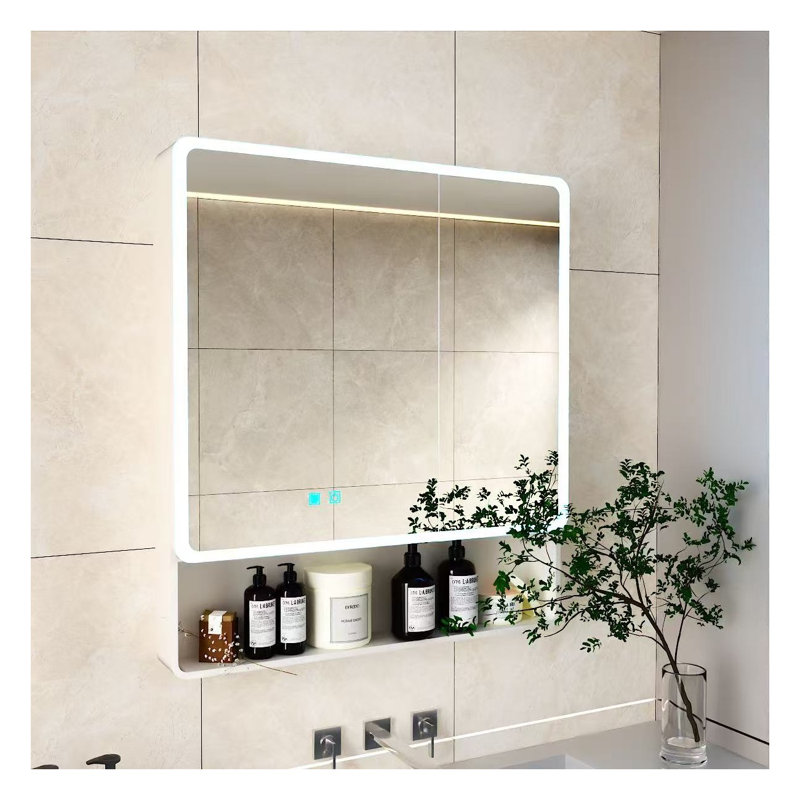 Grande armoire à pharmacie blanche en aluminium et en plastique avec lumière blanche unicolore