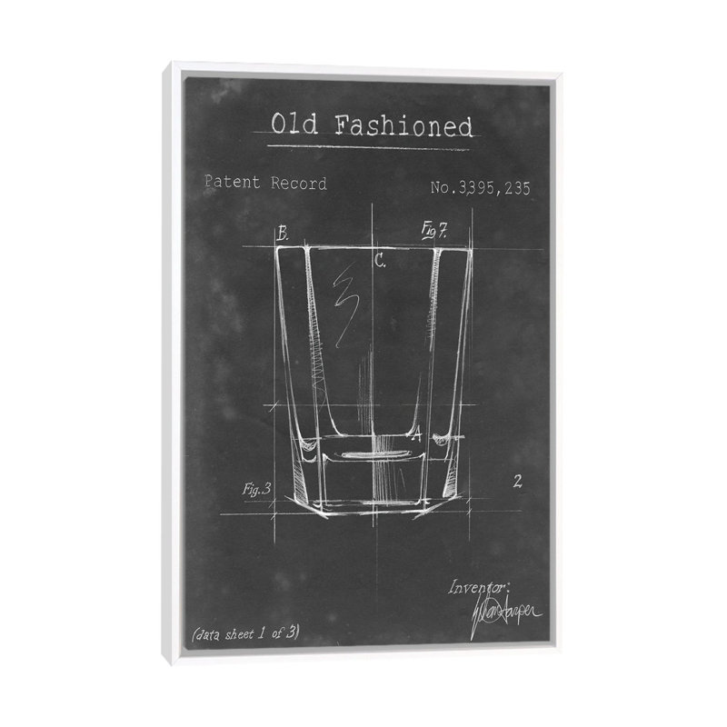«Barware Blueprint I On Canvas» par Ethan Harper, reproduction, H 60 po x l 40 po x P 1,5 po, Cadre blanc