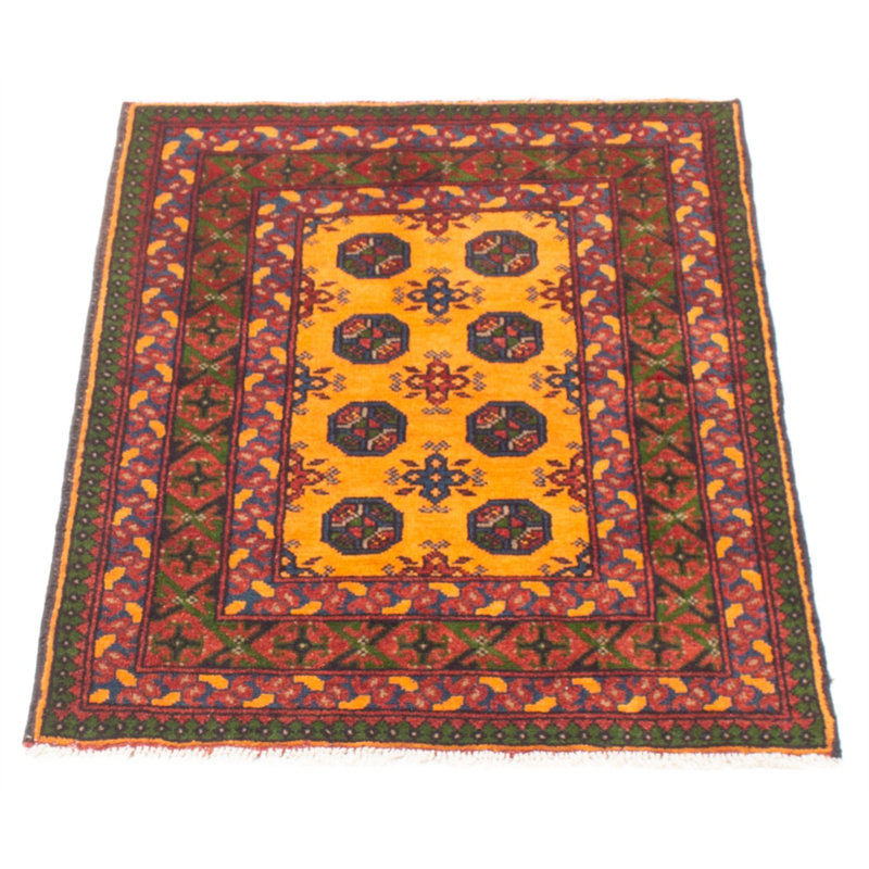 Tapis unique en laine noué à la main orange brûlé tribal 2 pi 8 po x 4 pi 1 po