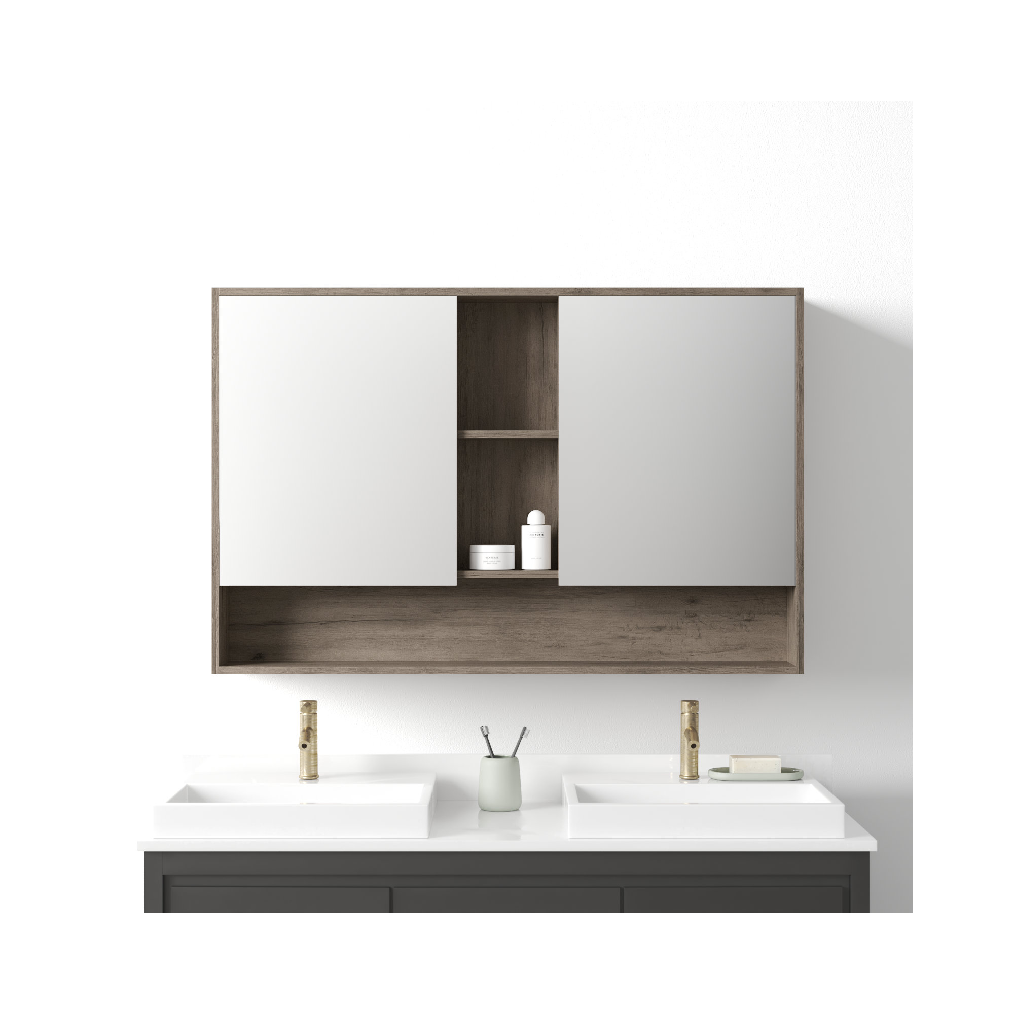 Maisie Surface Double Medicine Cabinet, Gray