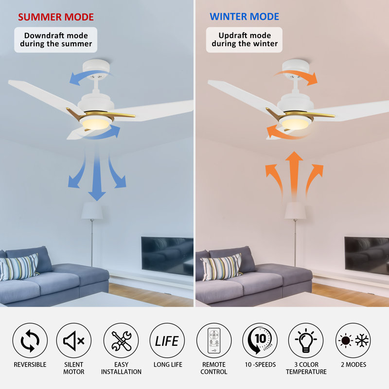 44'' Ceiling Fan with LED Lights