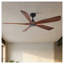 Ventilateur de plafond 60 pouces Modern Farmhouse avec pales en bois de noyer noir massif et finition noir mat