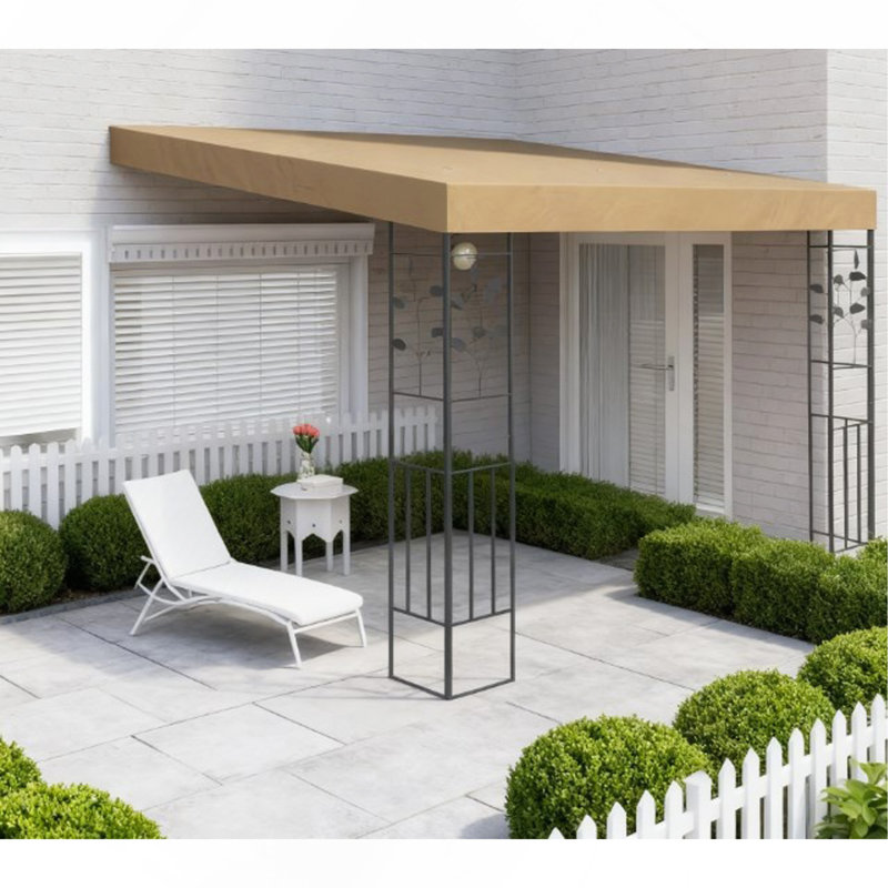 Auvent de patio en métal pratique avec trous de drainage, auvent extérieur pour pergola, pour cour, jardin, Marron clair