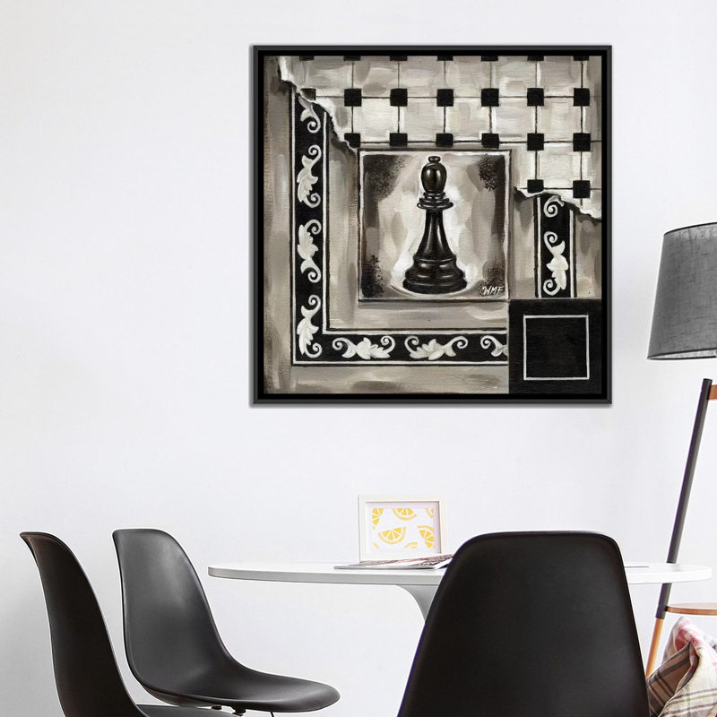 « chess ii », impression sur toile, H 26 po x l 26 po x P 1,5 po, Toile avec cadre noir, Pas de tapis