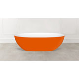 Barcelona 70.875" x 34.125" Freestanding Soaking Bathtub in Volcanic Limestone with Overflow Hole