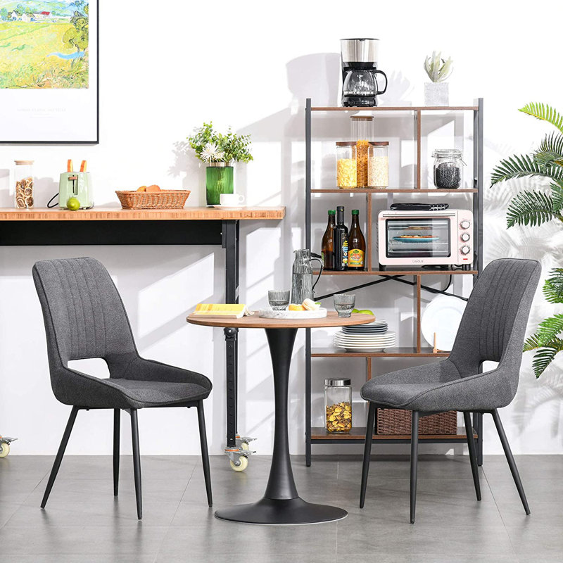 Bayer Round Metal Base Dining Table, Brown, Black