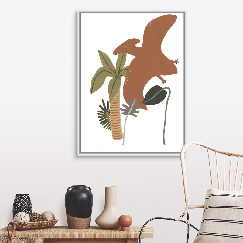 Reproduction d’art sur toile, "Mighty Dino III" par June vess, Toile blanche encadrée, H 42 po x l 32 po x P 1,75 po