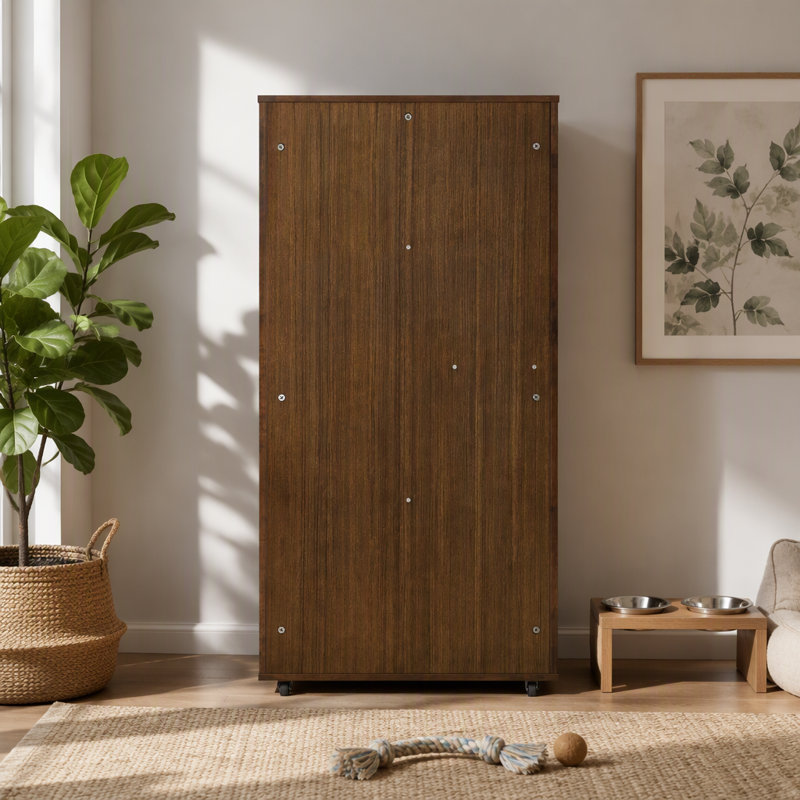 Armoire pour chat en bois d'hévéa Basia, Chêne brun